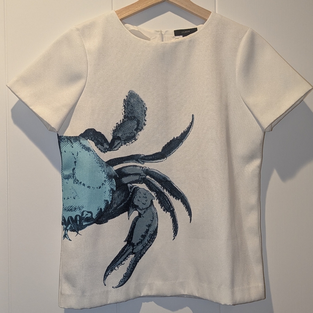 J. Crew Tee with Blue Crab Design